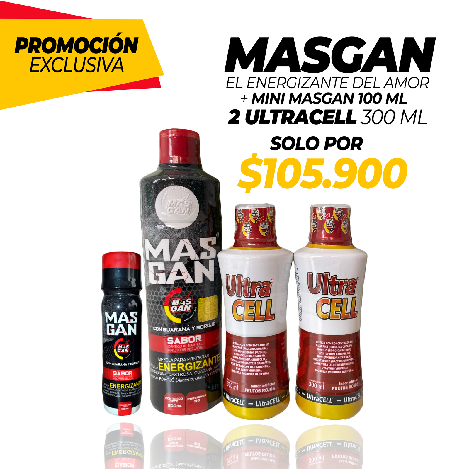 Masgan 500ml + Mini masgan 100 ml + Ultra cell x2 Und